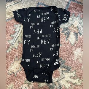Gerber Black Baby Onesie with White Text